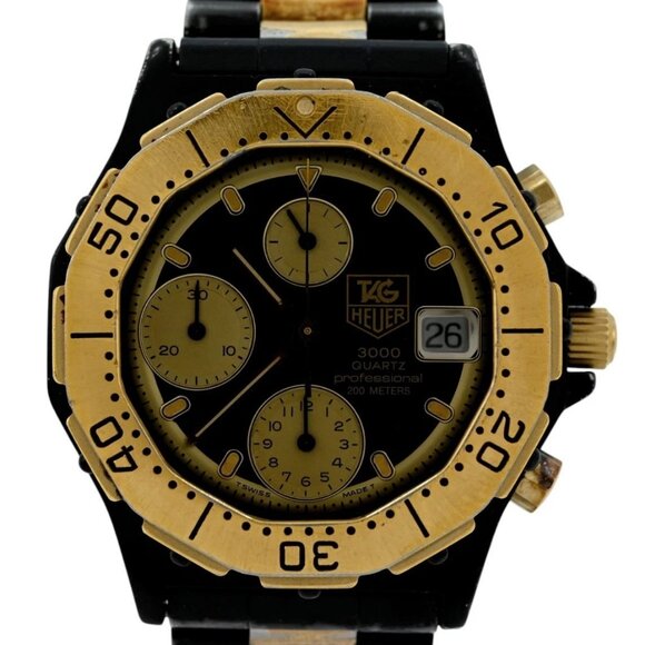 Tag Heuer 38mm Men's 3000 Series Professional Black/ Gold Chrono Watch